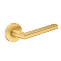 Deurkruk Stella rond 12,5mm haaks op rozet mat goud PVD gecoat