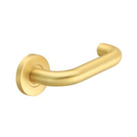Deurkruk Valentina rond model u 20mm haaks op rozet mat goud PVD gecoat