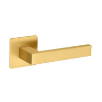 Deurkruk Enzo vierkant 20mm haaks op vierkant ultra dunne rozet van 3mm mat goud PVD gecoat