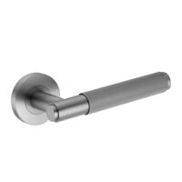 Deurkruk Eva rond geribbelde diamant greep 22mm haaks met een schroefrozet gun metal PVD gecoat
