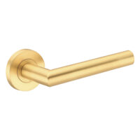 Deurkruk Luna rond 20mm haaks met een schroefrozet mat goud PVD gecoat