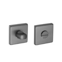 Rozet met toilet / badkamersluiting vierkant 53x53x8,9mm gun metal PVD gecoat