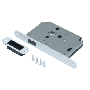 Magneet loopslot met voorplaat en sluitkom mat wit PVD gecoat