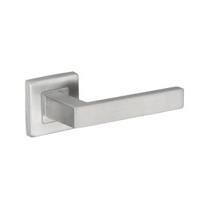 Deurkruk Alice vierkant 20mm haaks op vierkant rozet geborsteld RVS