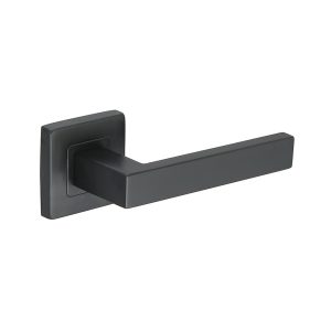 Deurkruk Alice vierkant 20mm haaks op vierkant rozet mat zwart PVD gecoat