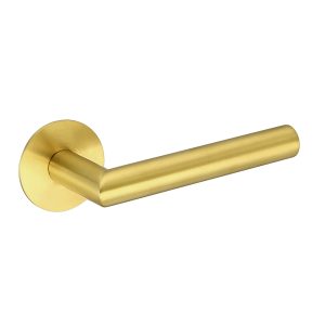 Deurkruk Celia rond 20mm haaks op ultra dunne rozetten van 3mm geborsteld messing PVD gecoat