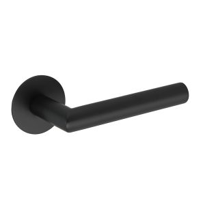 Deurkruk Celia rond 20mm haaks op ultra dunne rozetten van 3mm mat zwart PVD gecoat