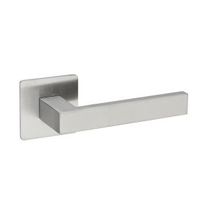 Deurkruk Enzo vierkant 20mm haaks op vierkant ultra dunne rozet van 3mm geborsteld RVS