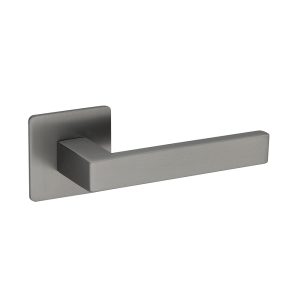 Deurkruk Enzo vierkant 20mm haaks op vierkant ultra dunne rozet van 3mm gun metal PVD gecoat