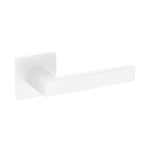 Deurkruk Enzo vierkant 20mm haaks op vierkant ultra dunne rozet van 3mm mat wit PVD gecoat