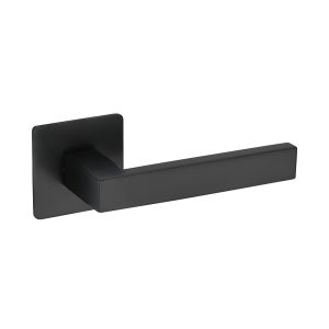 Deurkruk Enzo vierkant 20mm haaks op vierkant ultra dunne rozet van 3mm mat zwart PVD gecoat