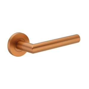 Deurkruk Luna rond 20mm haaks met een schroefrozet brons geborsteld PVD gecoat