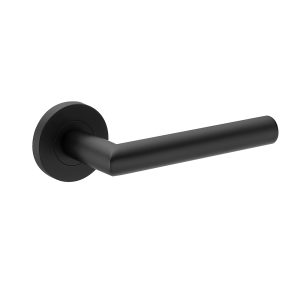 Deurkruk Luna rond 20mm haaks met een schroefrozet mat zwart PVD gecoat