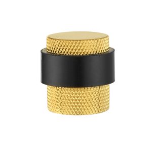 Deurstopper voor vloermontage geribbeld 25x30mm geborsteld messing PVD gecoat