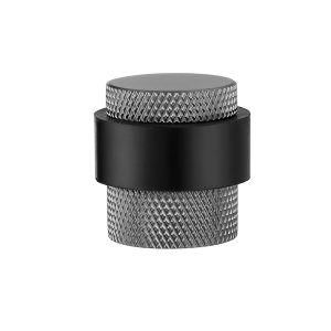 Deurstopper voor vloermontage geribbeld 25x30mm gun metal PVD gecoat