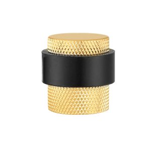 Deurstopper voor vloermontage geribbeld 25x30mm mat goud PVD gecoat