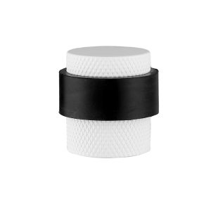 Deurstopper voor vloermontage geribbeld 25x30mm mat wit PVD gecoat