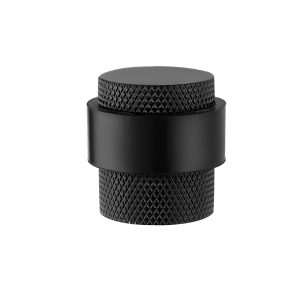 Deurstopper voor vloermontage geribbeld 25x30mm mat zwart PVD gecoat