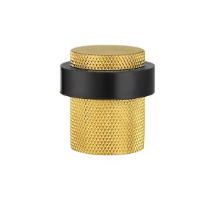 Deurstopper voor vloermontage geribbeld 30x40mm geborsteld messing PVD gecoat