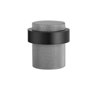 Deurstopper voor vloermontage geribbeld 30x40mm gun metal PVD gecoat