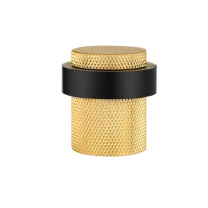 Deurstopper voor vloermontage geribbeld 30x40mm mat goud PVD gecoat