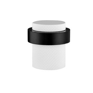 Deurstopper voor vloermontage geribbeld 30x40mm mat wit PVD gecoat