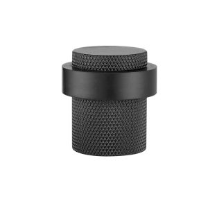 Deurstopper voor vloermontage geribbeld 30x40mm mat zwart PVD gecoat