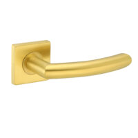 Deurkruk Donna rond 20mm haaks op vierkant rozet geborsteld messing PVD gecoat