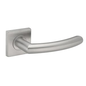 Deurkruk Donna rond 20mm haaks op vierkant rozet geborsteld RVS