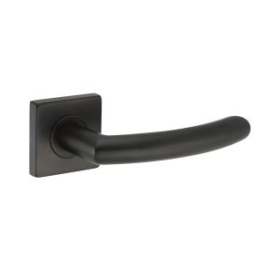 Deurkruk Donna rond 20mm haaks op vierkant rozet mat zwart PVD gecoat