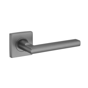 Deurkruk Emilia 20mm haaks op vierkant rozet geborsteld gun metal PVD gecoat