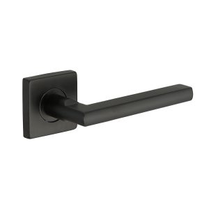 Deurkruk Emilia 20mm haaks op vierkant rozet mat zwart PVD gecoat
