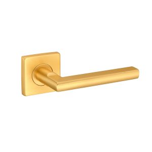 Deurkruk Emilia 20mm haaks op vierkant rozet mat goud PVD gecoat