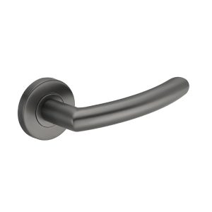 Deurkruk Luca rond 20mm haaks op rozet geborsteld gun metal PVD gecoat