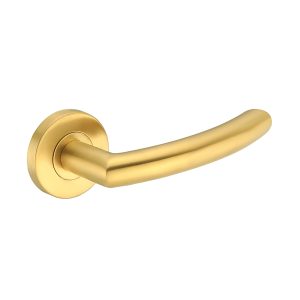 Deurkruk Luca rond 20mm haaks op rozet geborsteld messing PVD gecoat