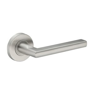 Deurkruk Stella rond 12,5mm haaks op rozet geborsteld RVS