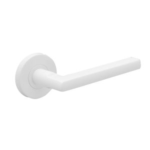 Deurkruk Stella rond 12,5mm haaks op rozet mat wit PVD gecoat
