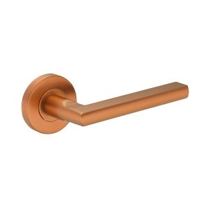 Deurkruk Stella rond 12,5mm haaks op rozet brons geborsteld PVD gecoat