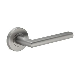 Deurkruk Stella rond 12,5mm haaks op rozet geborsteld gun metal PVD gecoat