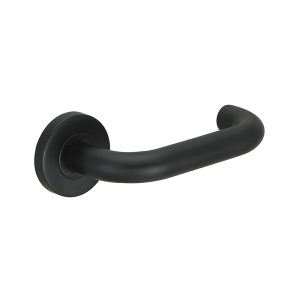 Deurkruk Valentina rond model u 20mm haaks op rozet mat zwart PVD gecoat