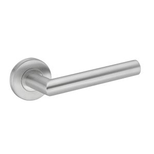 Deurkruk Amari rond 20mm haaks op rozet geborsteld RVS