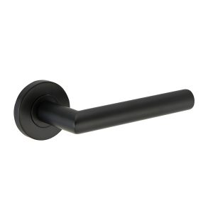 Deurkruk Amari rond 20mm haaks op rozet mat zwart PVD gecoat