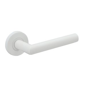 Deurkruk Amari rond 20mm haaks op rozet mat wit PVD gecoat