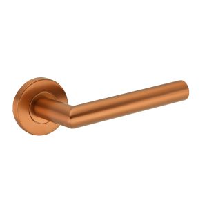 Deurkruk Amari rond 20mm haaks op rozet brons geborsteld PVD gecoat