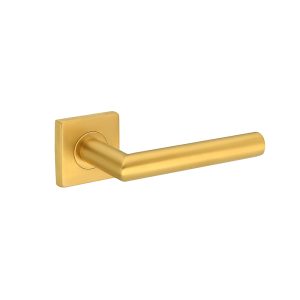 Deurkruk Vita 20mm haaks op vierkant rozet mat goud PVD gecoat