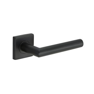 Deurkruk Vita 20mm haaks op vierkant rozet mat zwart PVD gecoat