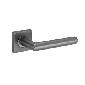 Deurkruk Vita 20mm haaks op vierkant rozet geborsteld gun metal PVD gecoat