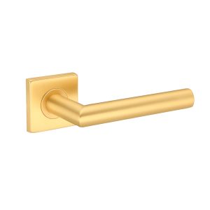 Deurkruk Vita 20mm haaks op vierkant rozet geborsteld messing PVD gecoat