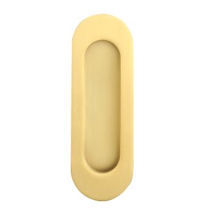 Schuifdeurkom ovaal 150x50 mm blind geborsteld messing PVD gecoat