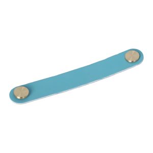 Meubelgreep leer Elena blauw 168mm geborsteld goud